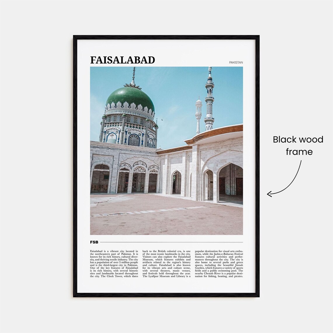 Faisalabad Travel Poster, Pakistan Place Art Print - Image 2