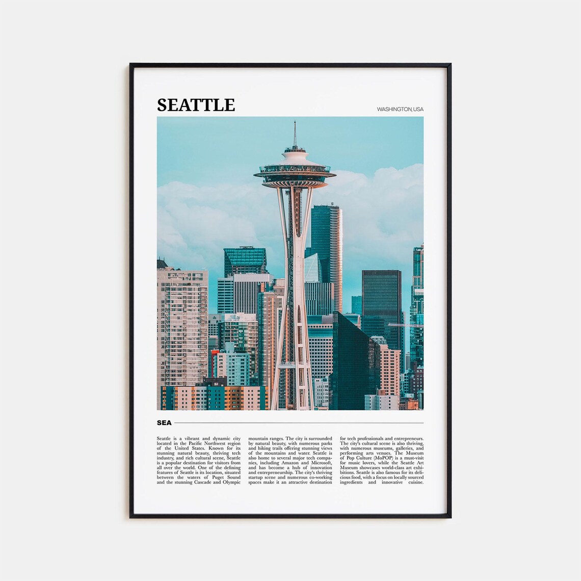 Seattle Travel Poster No 3, Washington USA Art Print