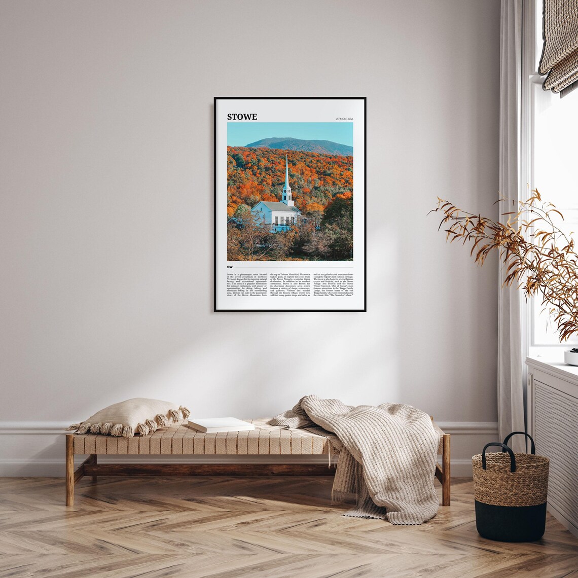 Stowe Vermont White Church Autumn Foliage Mountain Travel Poster - Image 4