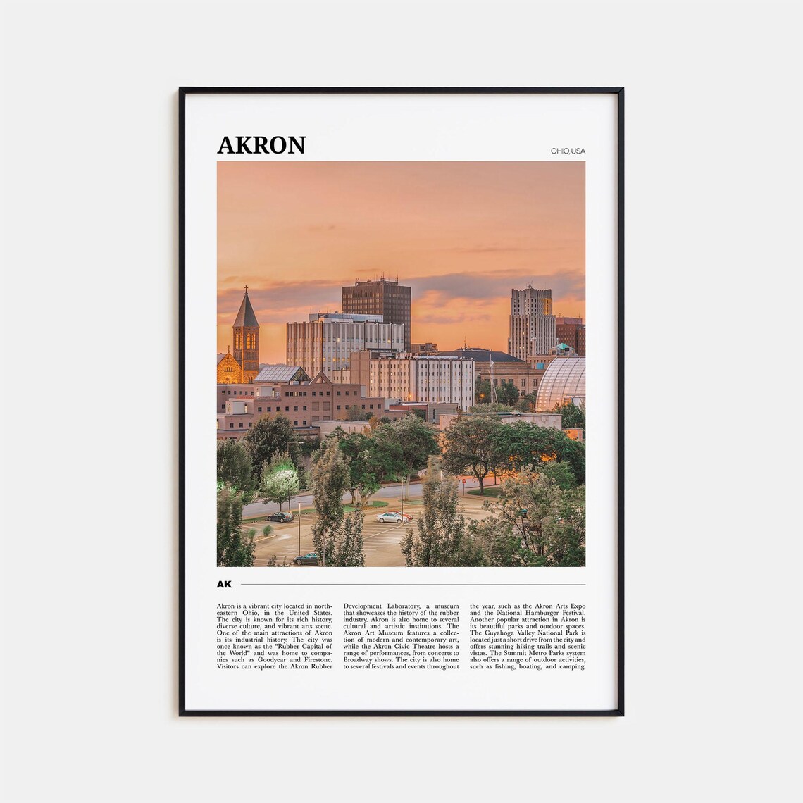Akron Travel Poster, Ohio USA Wall Art Print