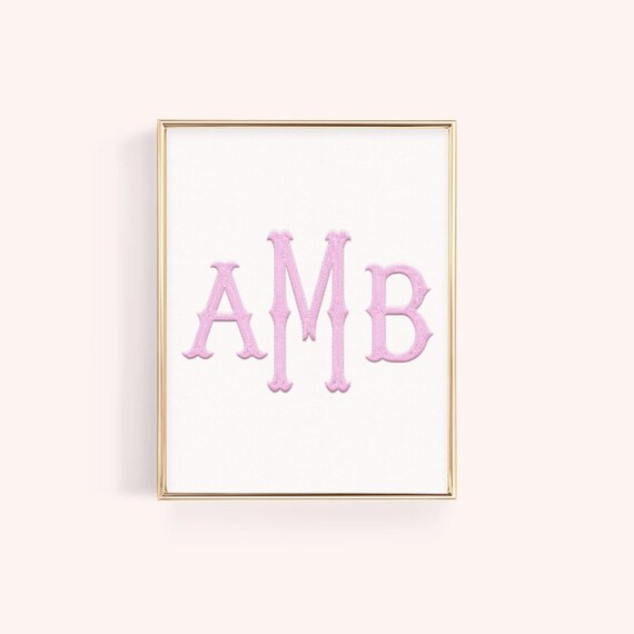 Pink AMB Monogram Initial Personalized Nursery Girls Room Poster