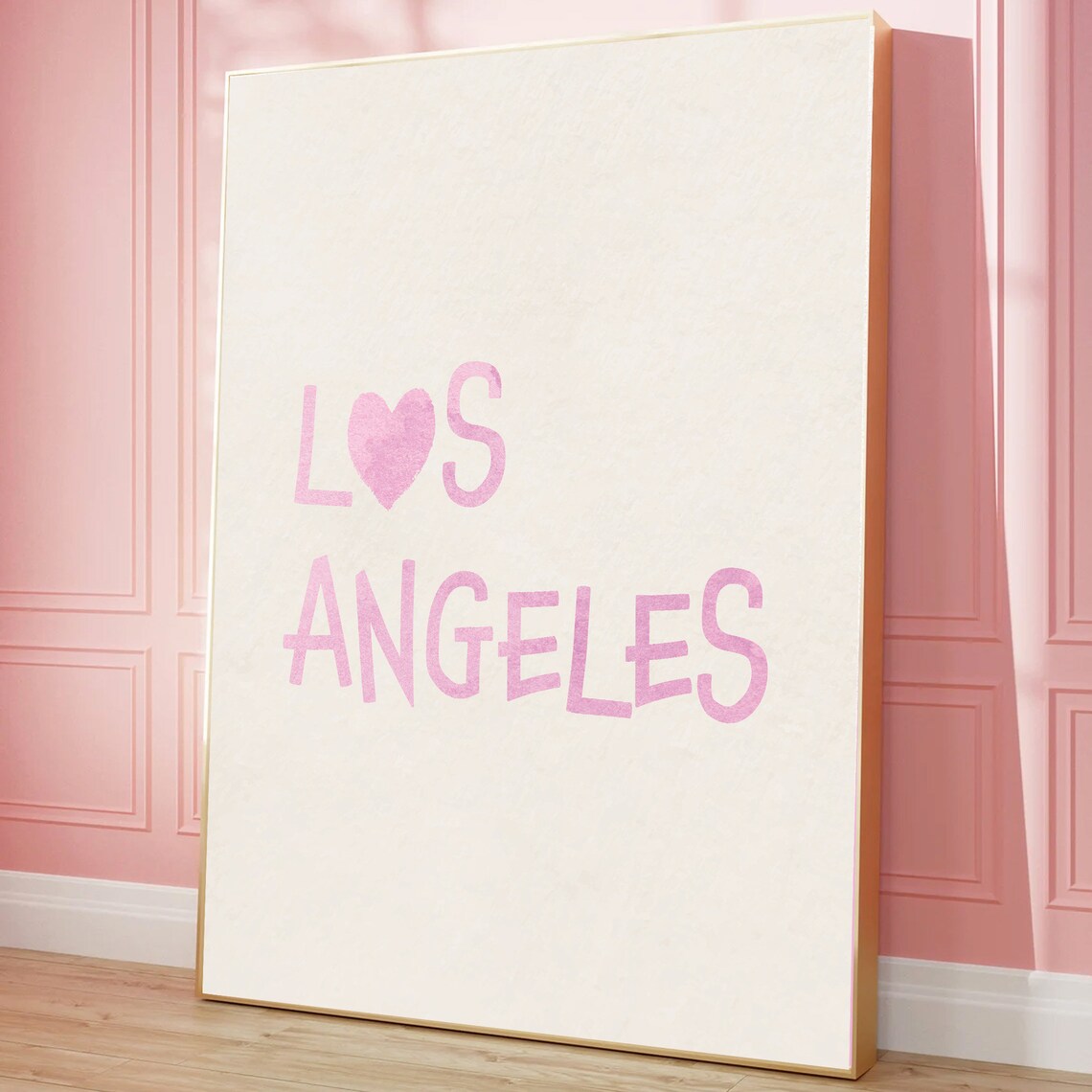 Los Angeles Heart Typography Pink Minimalist City Decor Poster