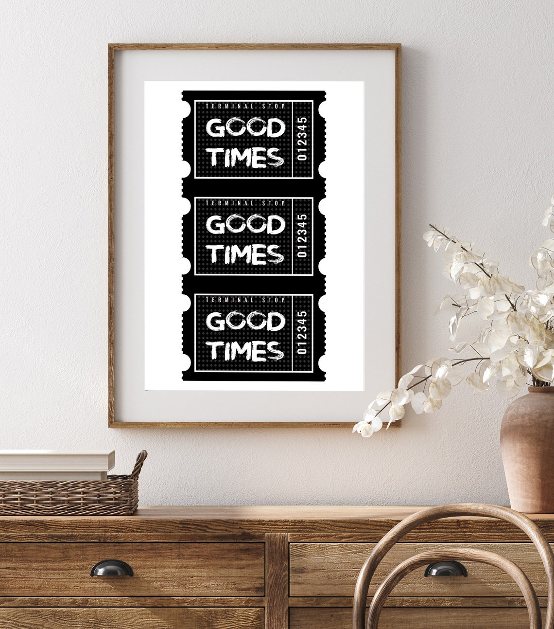 Bold Good Times Black Ticket Stub Trio Retro Wall Decor Poster
