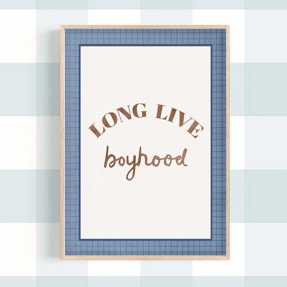 Navy Long Live Boyhood Baby Boy Nursery Decor Wall Art Vintage Print Instant