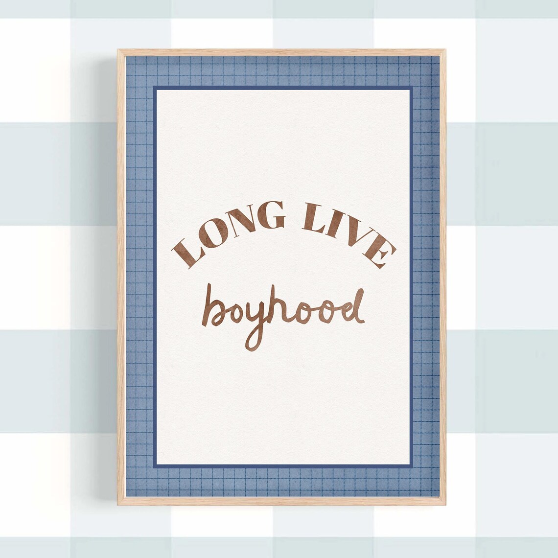 Long Live Boyhood Nursery Poster Navy Vintage Style Kids Decor