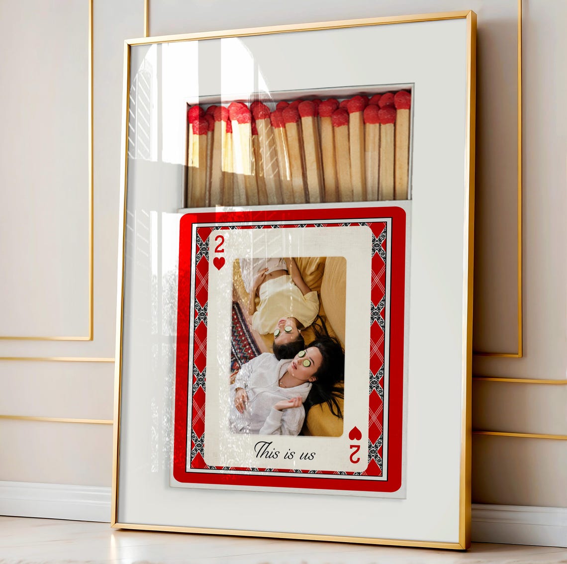 Personalized Photo Matchbook Style Two of Hearts Gift Poster