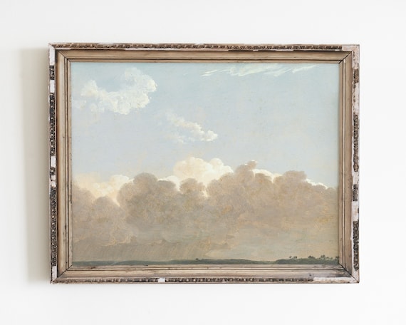 Vintage Sky Painting Cloud Nursery Art Print