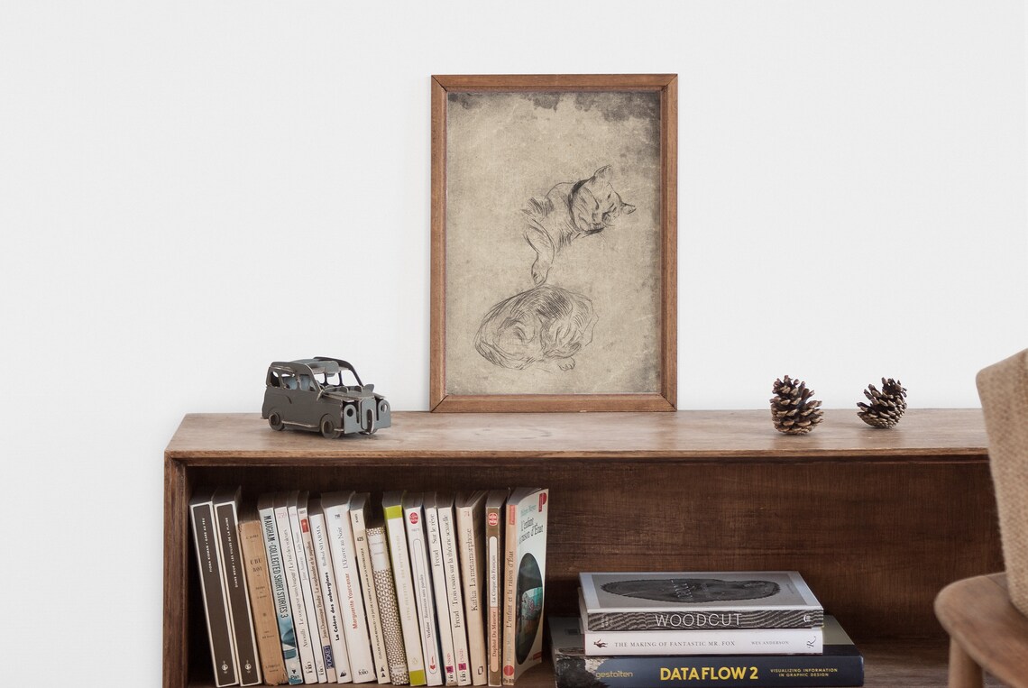 Antique Cat Sketch, Vintage Farmhouse Art Print - Image 2