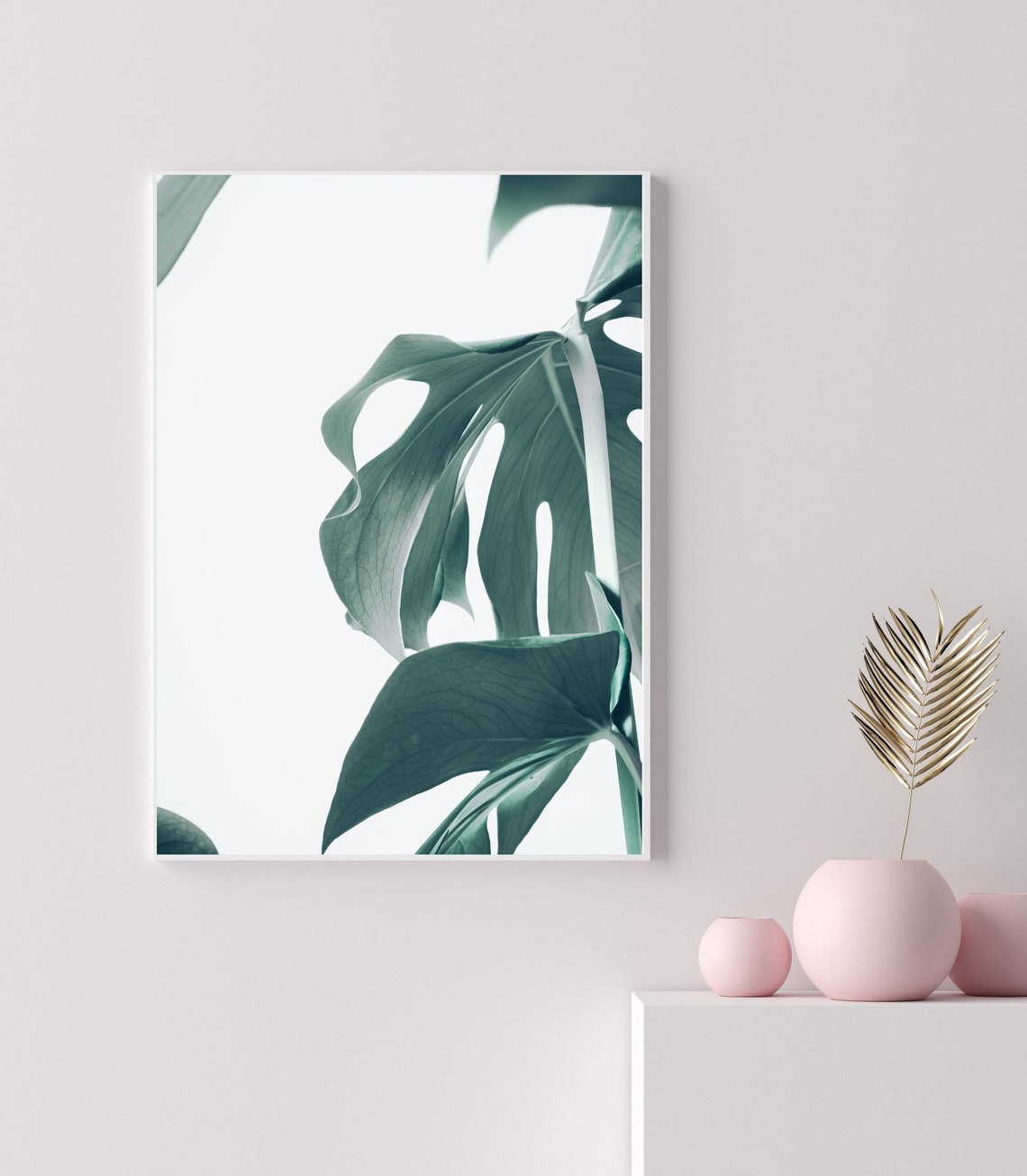 Monstera Leaf Minimalist Tropical Botanical Photo Art Poster - Image 2