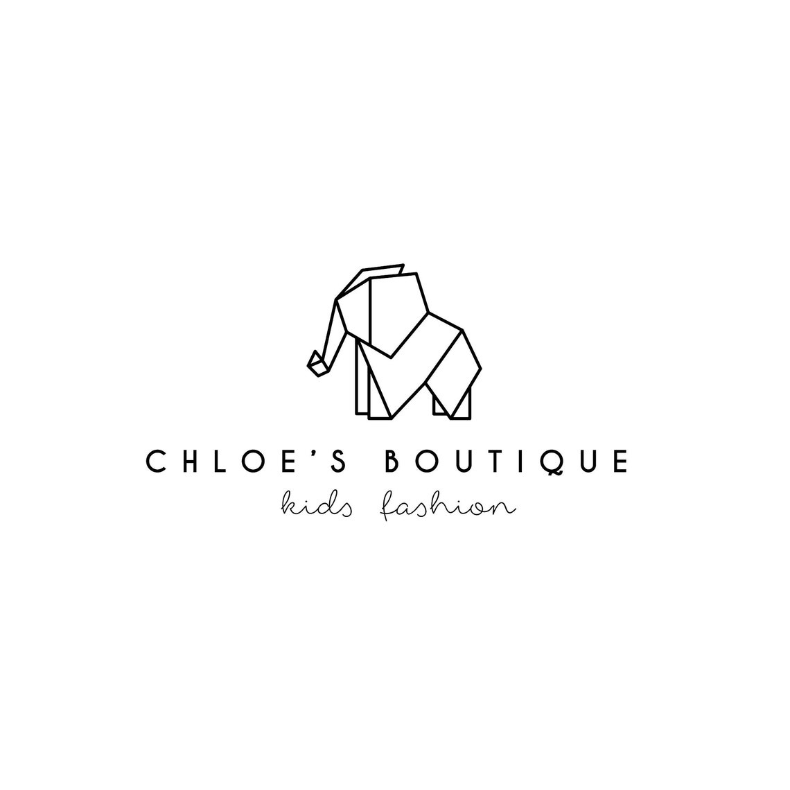 Chloes Boutique Kids Fashion Origami Elephant Logo Design Store Poster - Image 2
