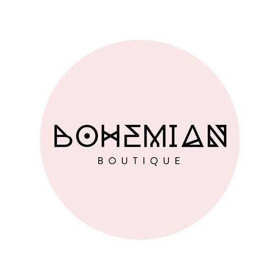 Bohemian Blush Pink Circle Geometric Lettering Boutique Logo Brand Print