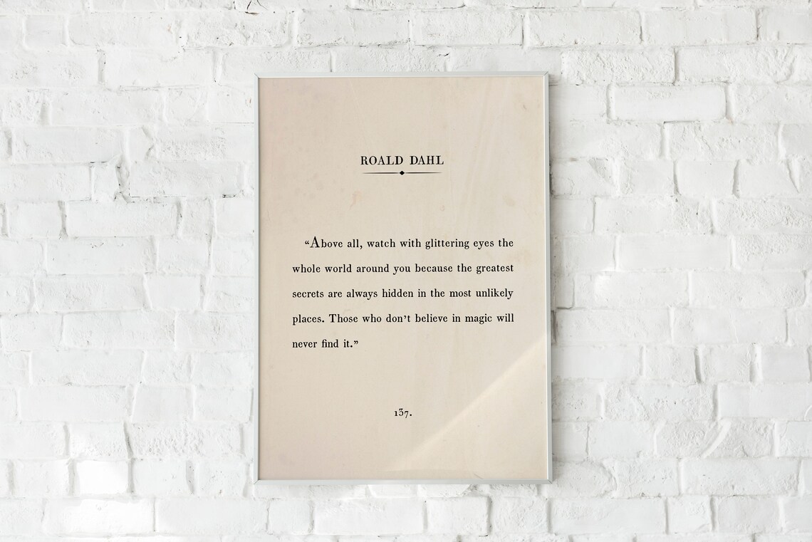 Roald Dahl Quote Print, Vintage Book Page Poster - Image 2
