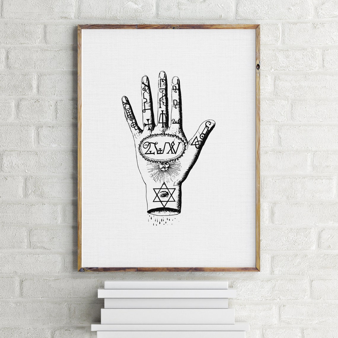 Occult Palmistry Hand Sketch Fortune Teller Mystical Wall Art - Image 4
