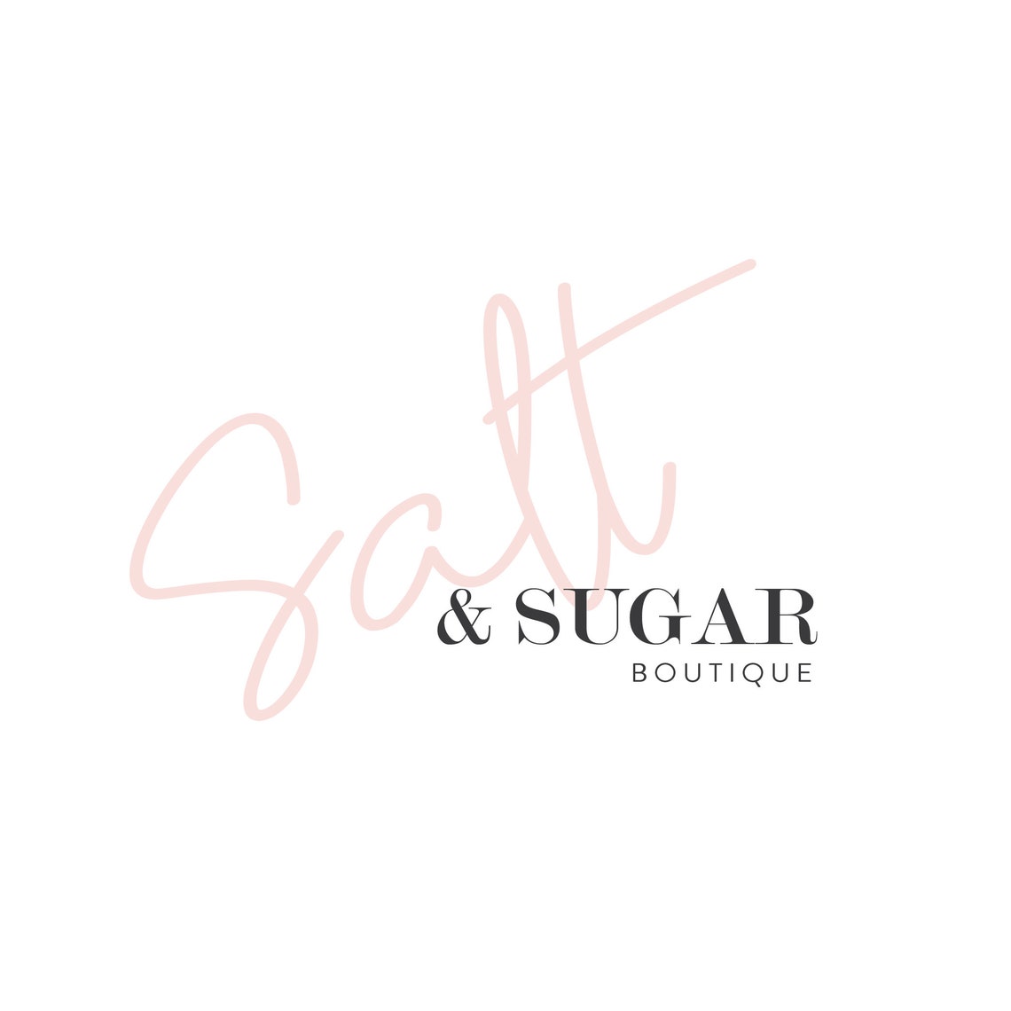 Salt Sugar Boutique Blush Pink Script Modern Serif Logo Poster - Image 2
