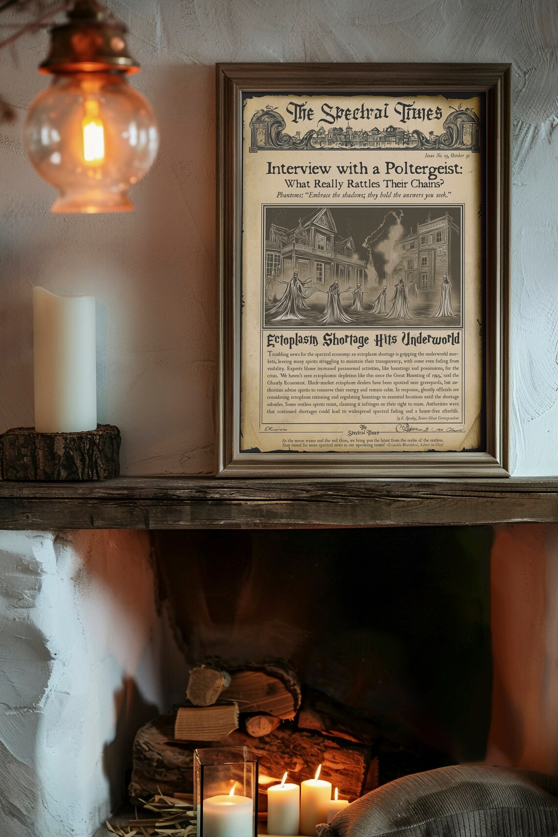 Spectral Times Vintage Halloween Newspaper Spooky Ghost Story Wall Art - Image 4
