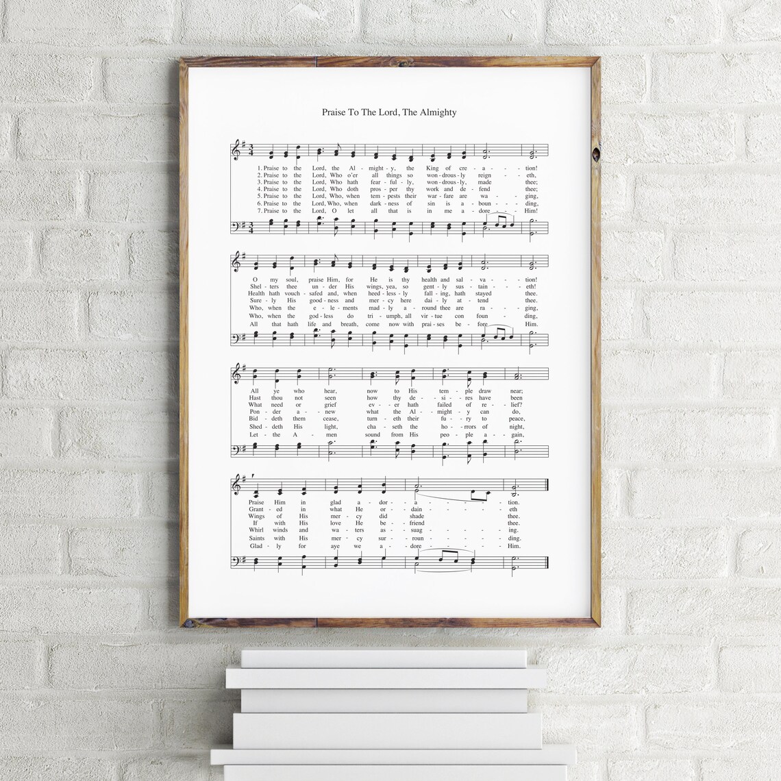 Praise to the Lord the Almighty Hymn Sheet Music Faith Song Wall Art - Image 3