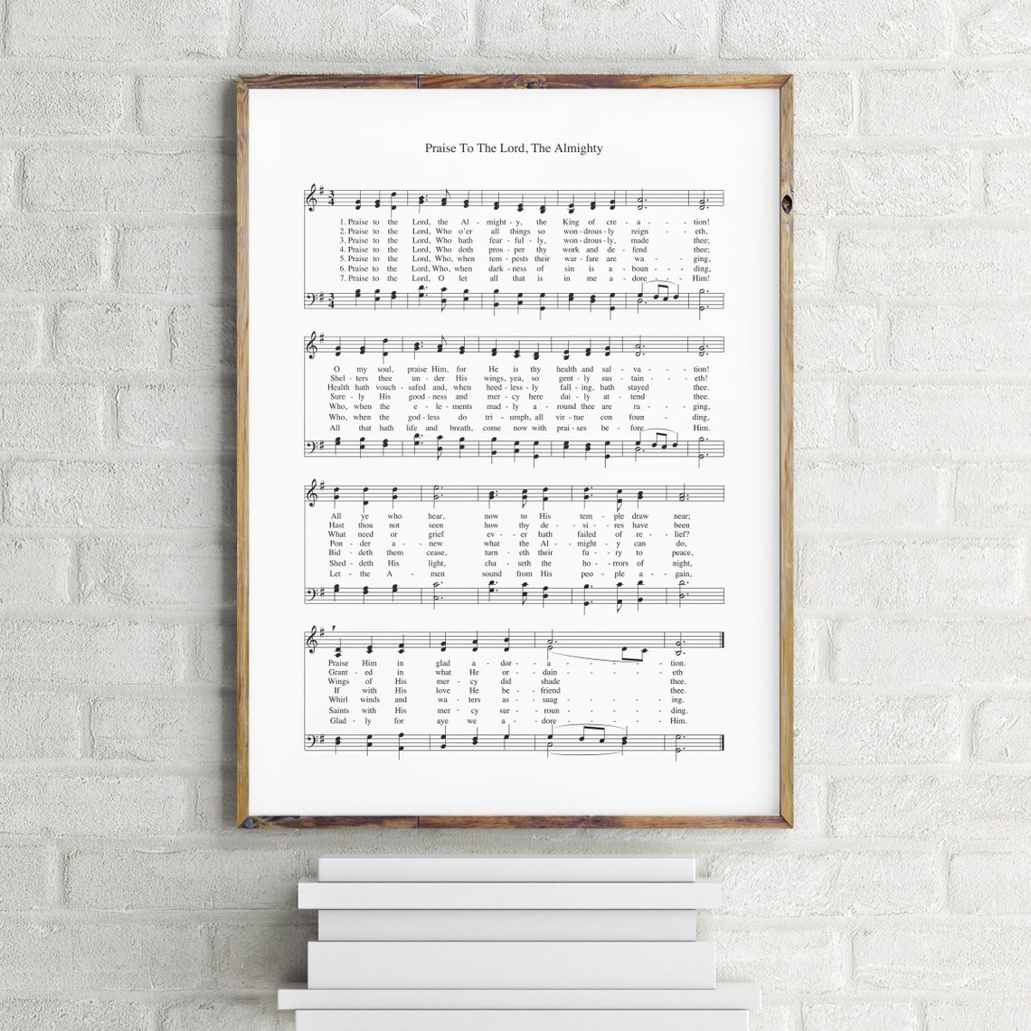 Praise To The Lord The Almighty Music Sheet Wall Art Christmas Chords Poster Christmas Carol Sheet Music Church Hymn Music Sheet - Image 3
