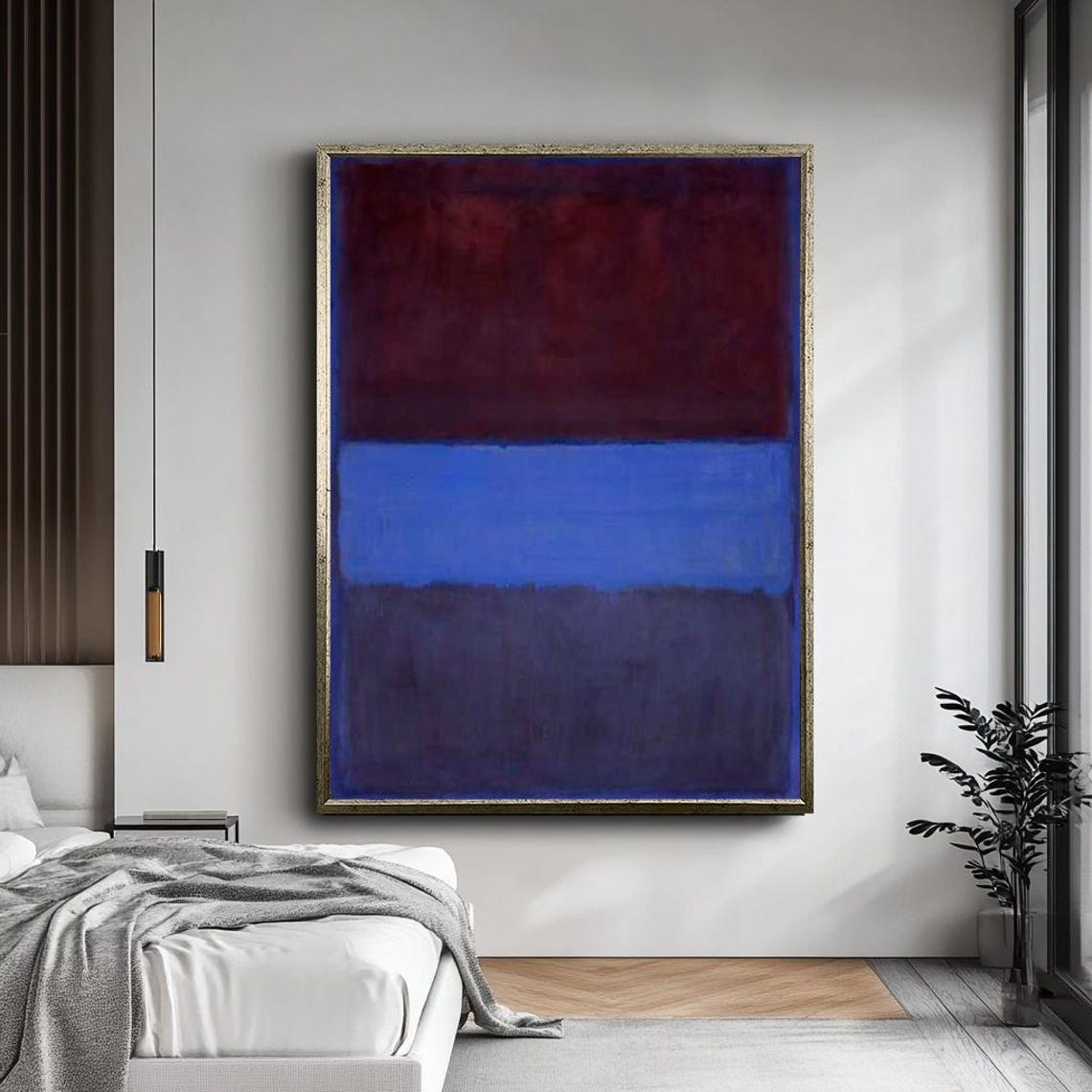 Mark Rothko Style Deep Burgundy Blue Color Field Abstract Poster - Image 5
