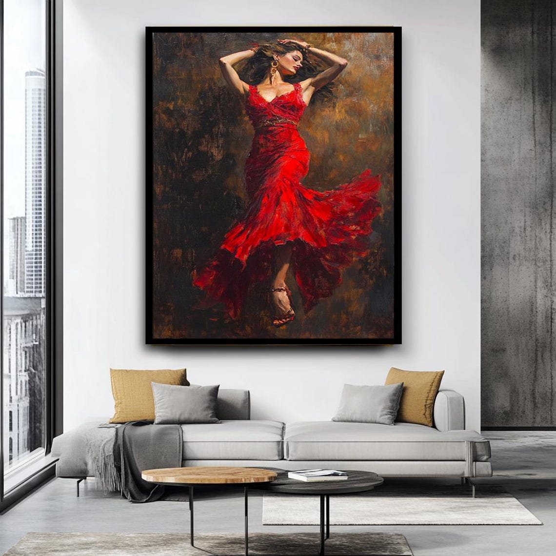 Flamenco Dancer In Red Dress Passionate Spanish Dance Art Poster - Image 4