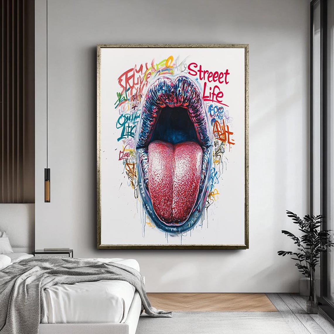 Bold Open Mouth Tongue Street Life Graffiti Pop Art Urban Poster - Image 4