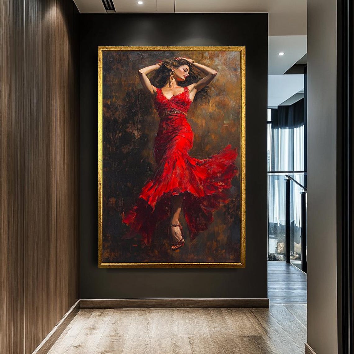 Flamenco Dancer In Red Dress Passionate Spanish Dance Art Poster - Image 2