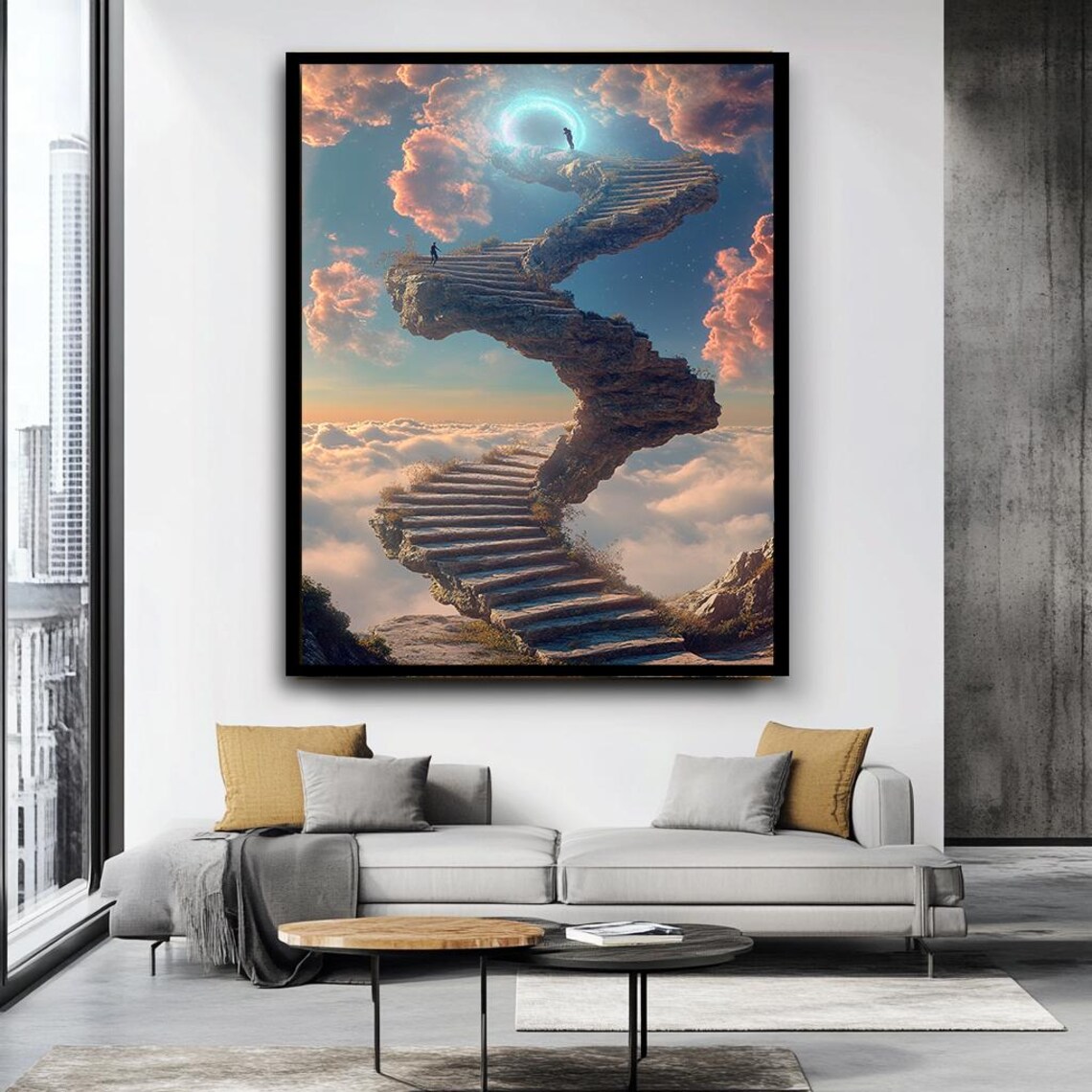 Stairway To Heaven Surreal Fantasy Art Print - Image 4