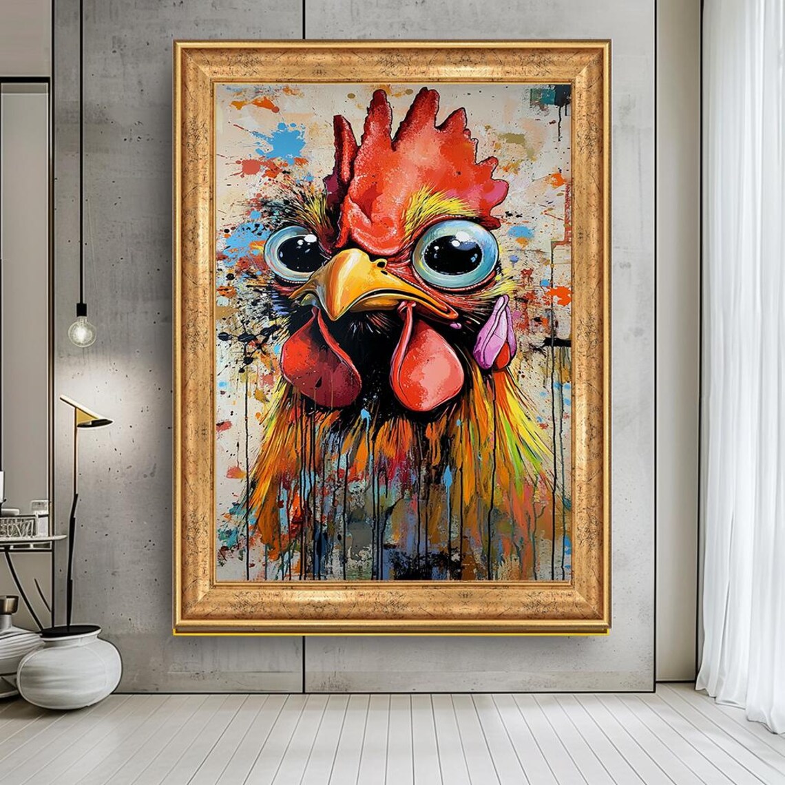 Quirky Rooster Abstract Chicken Art Print