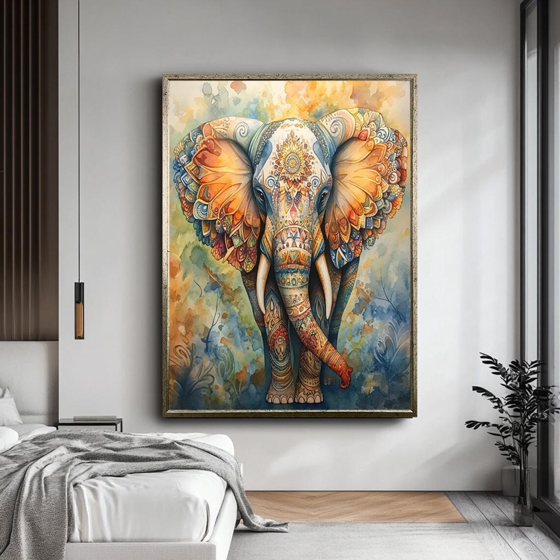 Colorful Mandala Elephant Art Print, Bohemian Decor - Image 4