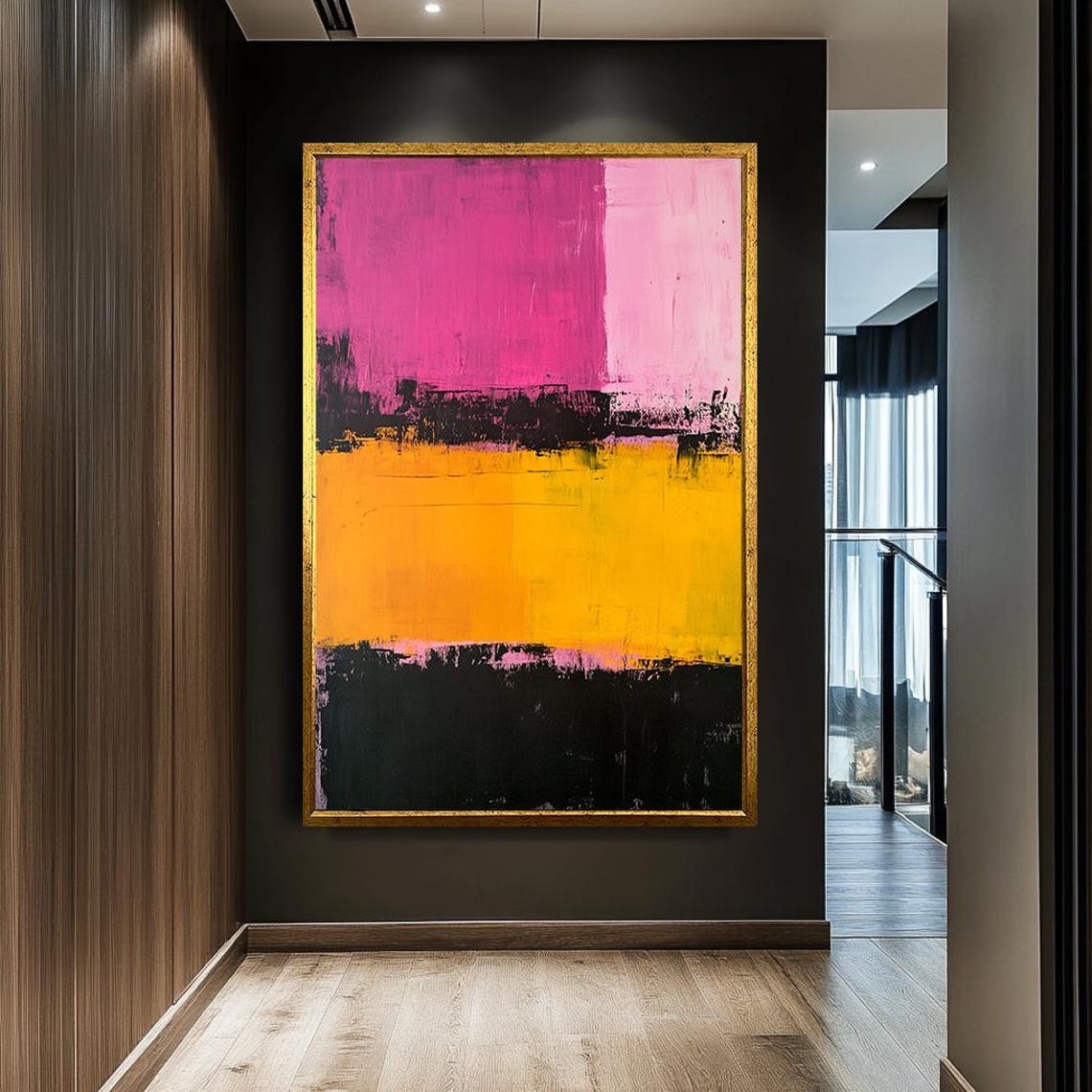 Mark Rothko Style Pink Yellow Black Bold Color Blocks Abstract Poster - Image 3