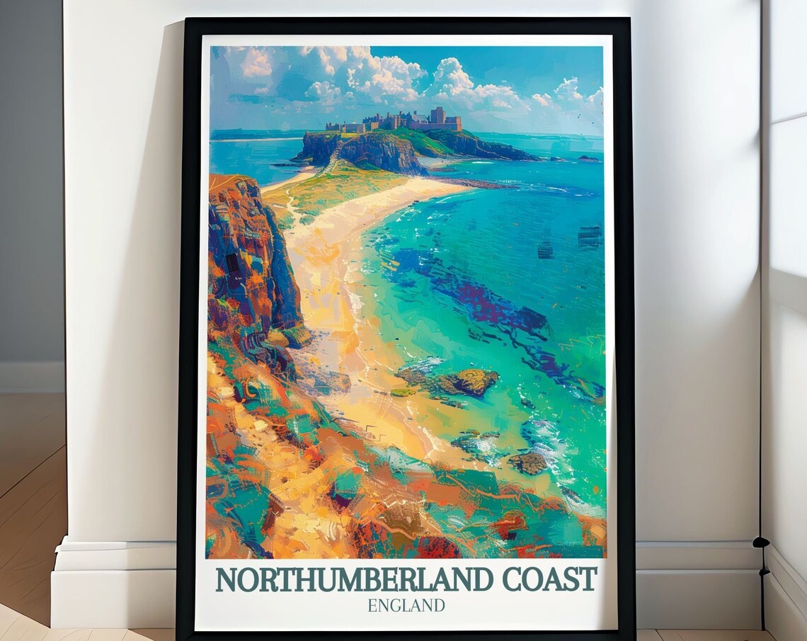 Northumberland Coast England Bamburgh Castle Sandy Bay Poster