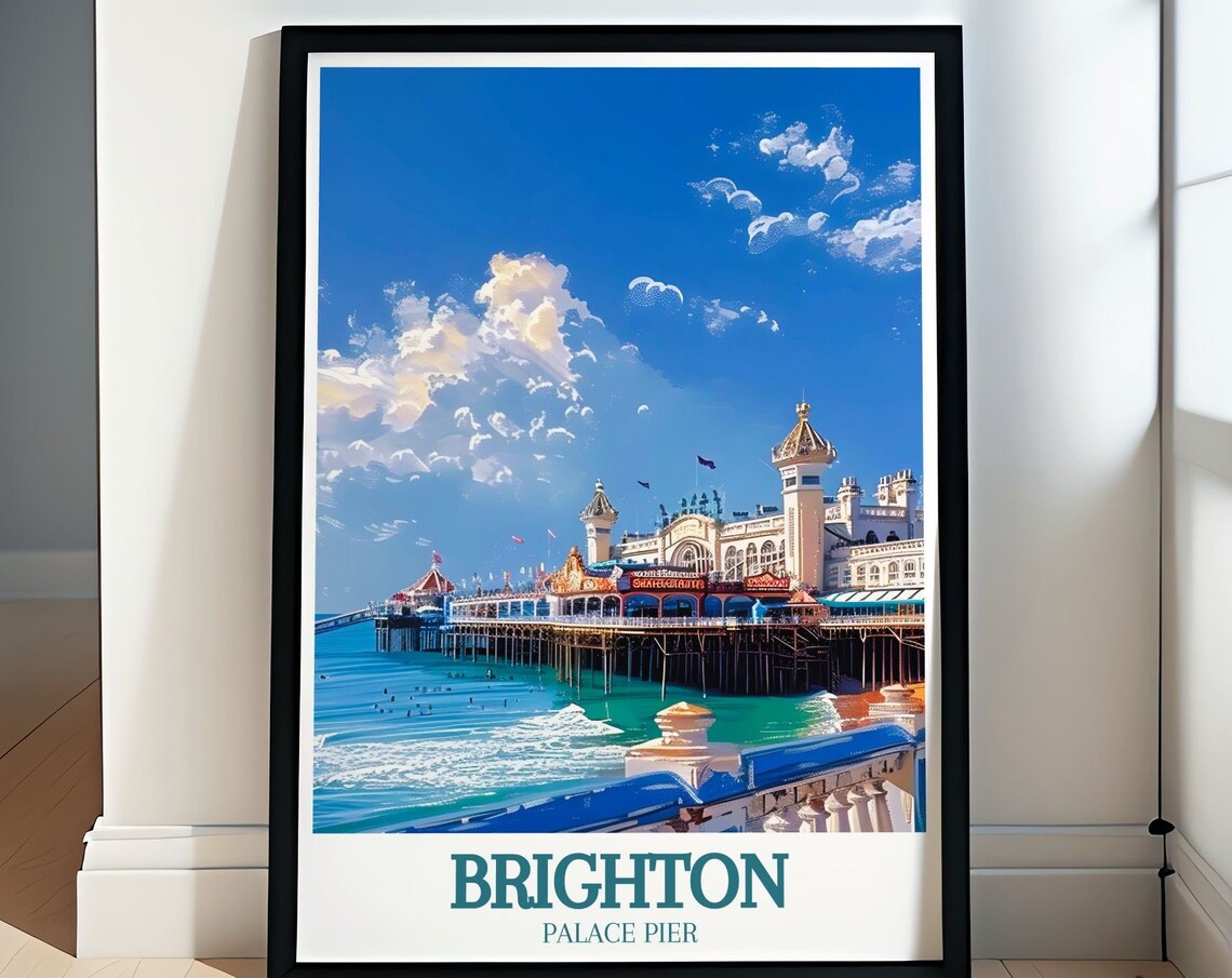 Brighton Travel Poster, Brighton Beach and Pier