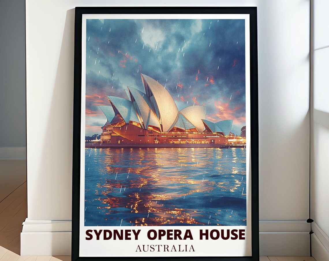 Sydney Opera House Watercolor Sunset Glow Over Sydney Harbour Poster