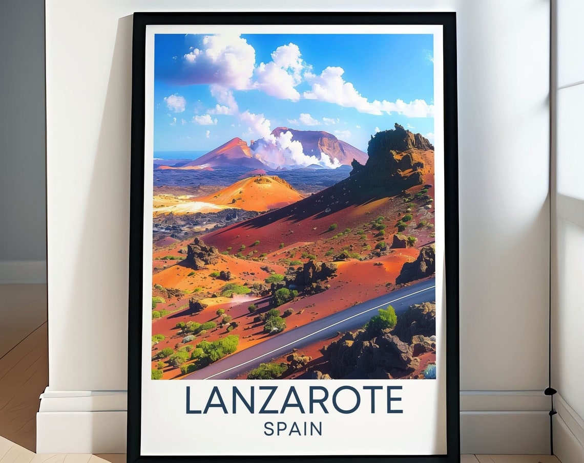 Lanzarote Spain Timanfaya Volcanic Landscape Red Earth Poster