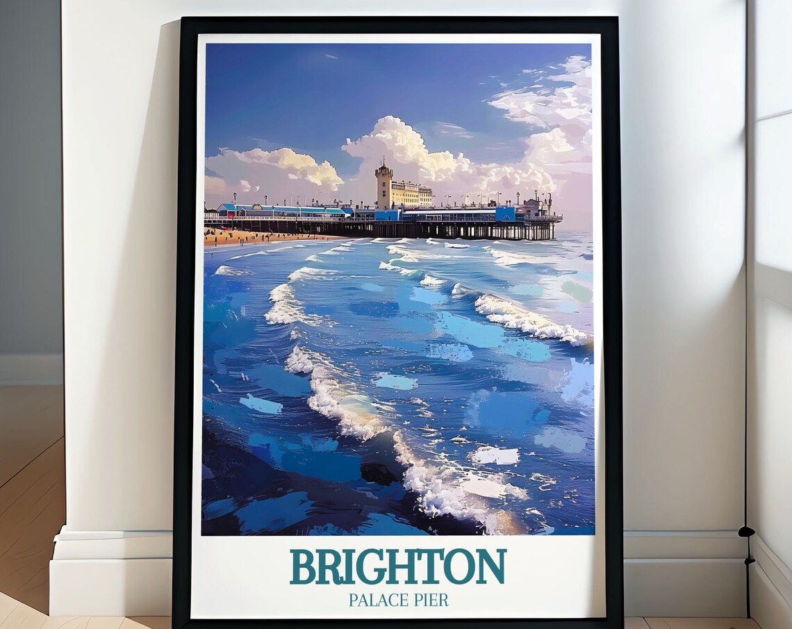 Brighton Palace Pier Ocean Waves Seaside England Travel Poster