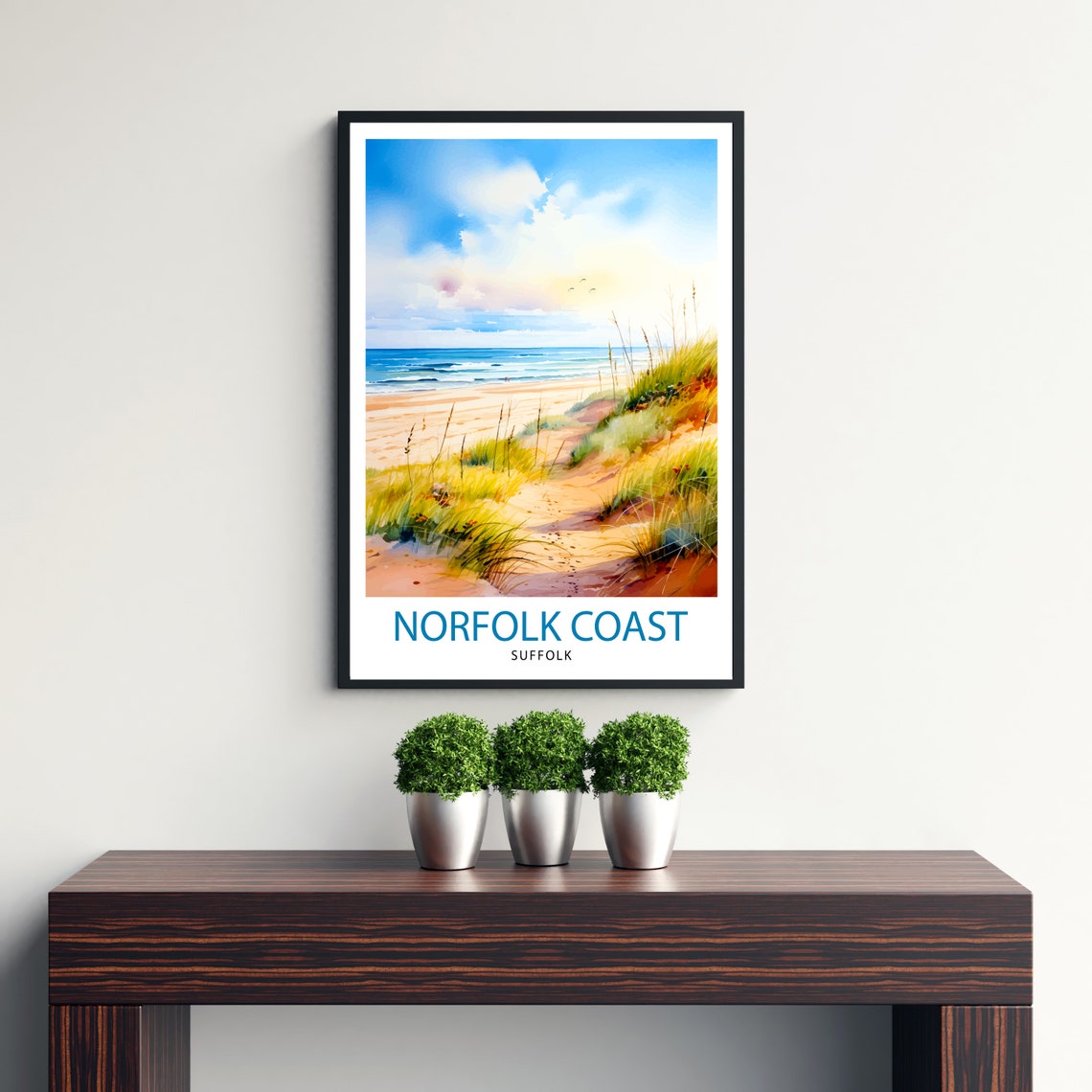 Norfolk Coast Suffolk Dune Path Watercolor Beach Scene Poster - Image 3