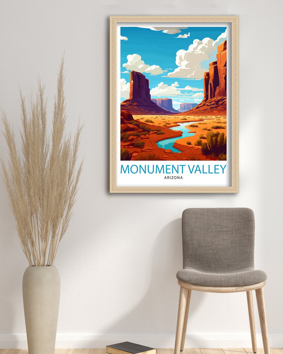 Monument Valley Arizona Red Rock Buttes Desert River Travel Poster - Image 3