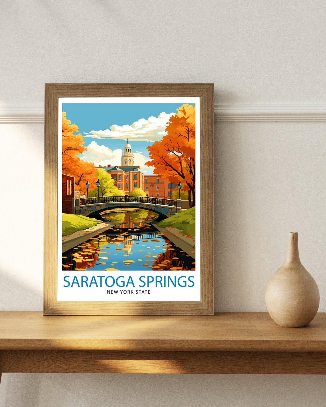 Saratoga Springs New York State Travel Print New York Wall Decor Saratoga Springs Poster Upstate New York Travel Prints Saratoga Springs - Image 2