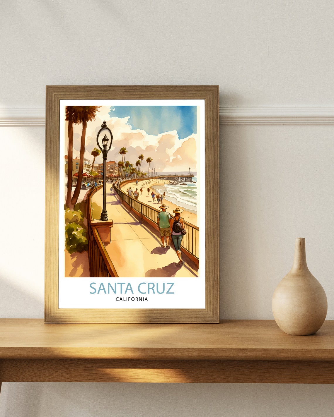 Santa Cruz California Travel Print Wall Art Home Decor Santa Cruz Illustration Travel Poster Gift For Santa Cruz California Home Decor - Image 2