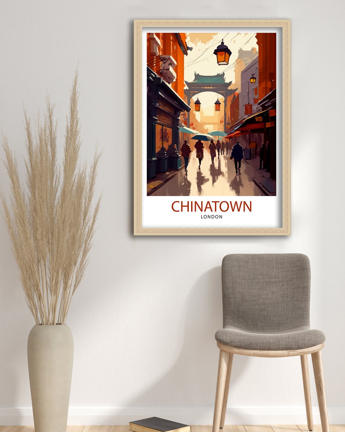 Chinatown London Lantern Arch Rainy Street Evening Scene Poster - Image 3