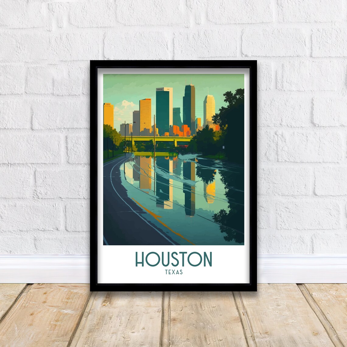 Houston Texas Travel Poster, Skyline Illustration - Image 2