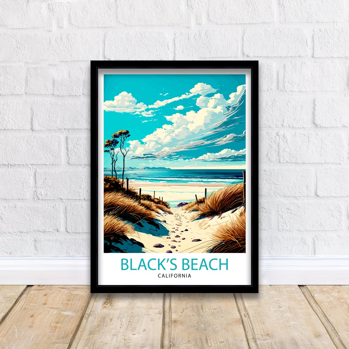 Blacks Beach California Sandy Dune Trail Vintage Travel Poster - Image 2
