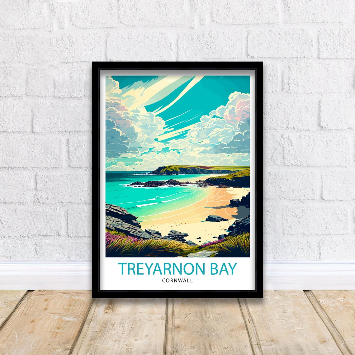 Treyarnon Bay Travel Poster, Cornwall Wall Art - Image 2