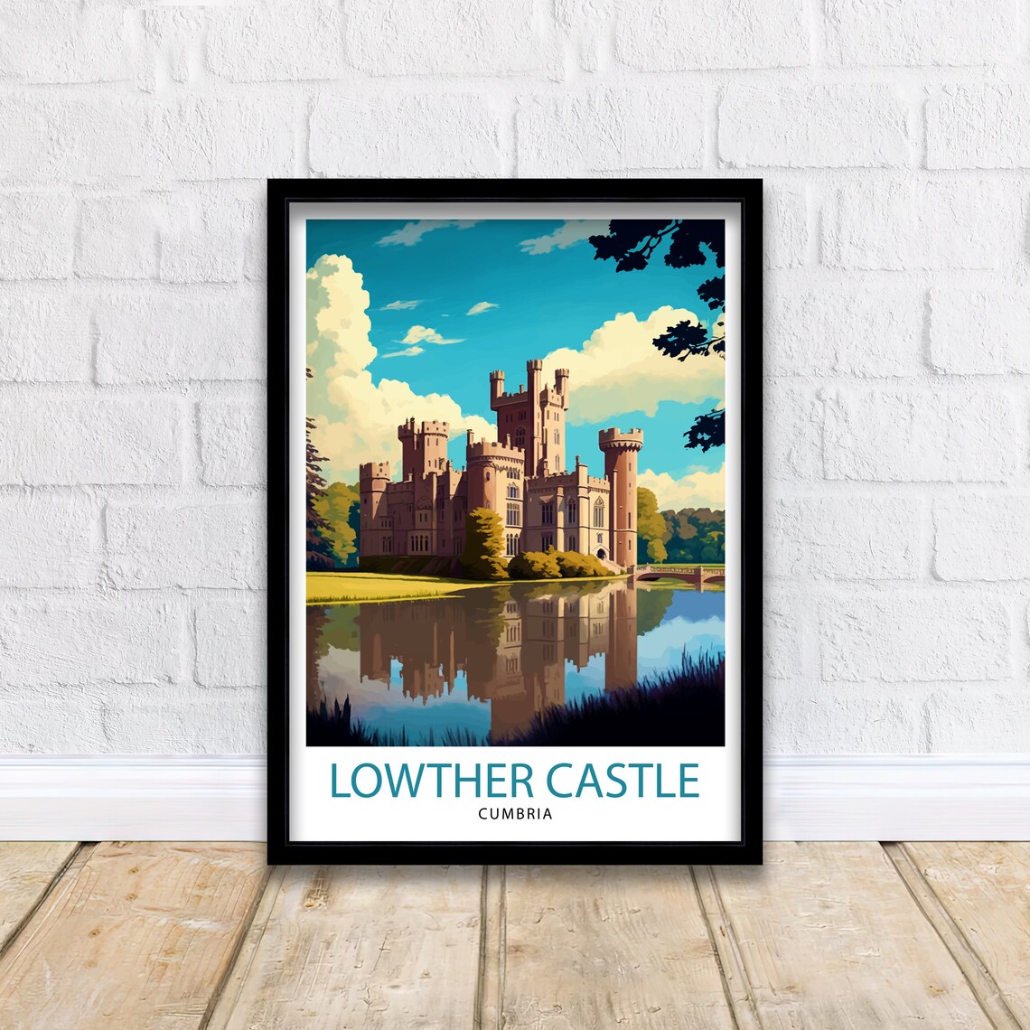 Lowther Castle Cumbria Castle Reflection Lake Parkland Poster - Image 2