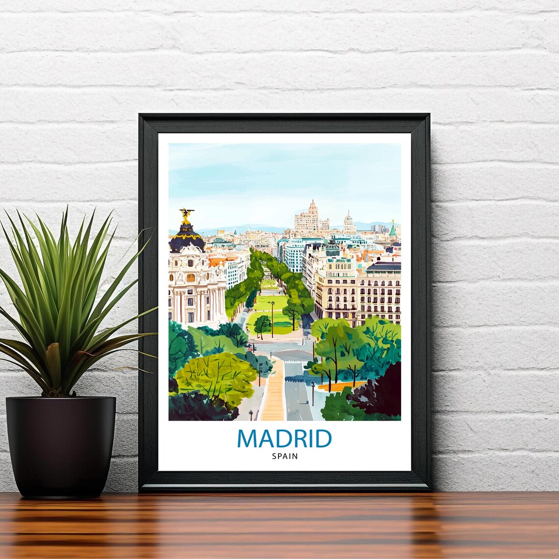 Madrid Spain Gran Via Avenue Boulevard View Cityscape Art Poster - Image 2