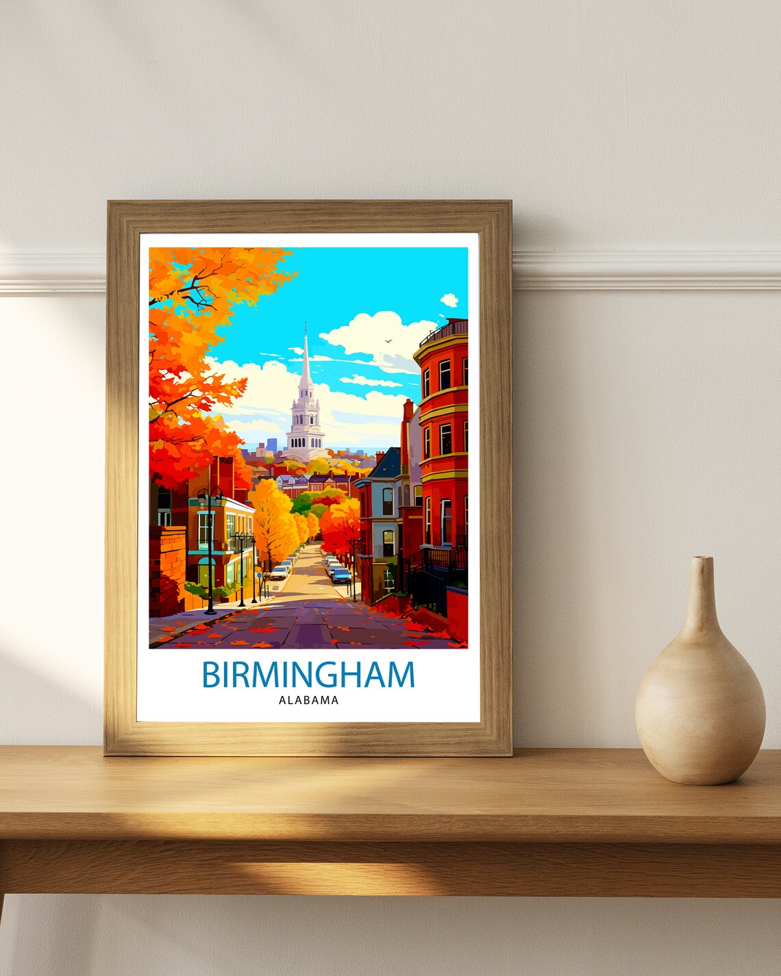 Birmingham Alabama Autumn Street Historic Church Steeple Poster - Image 2