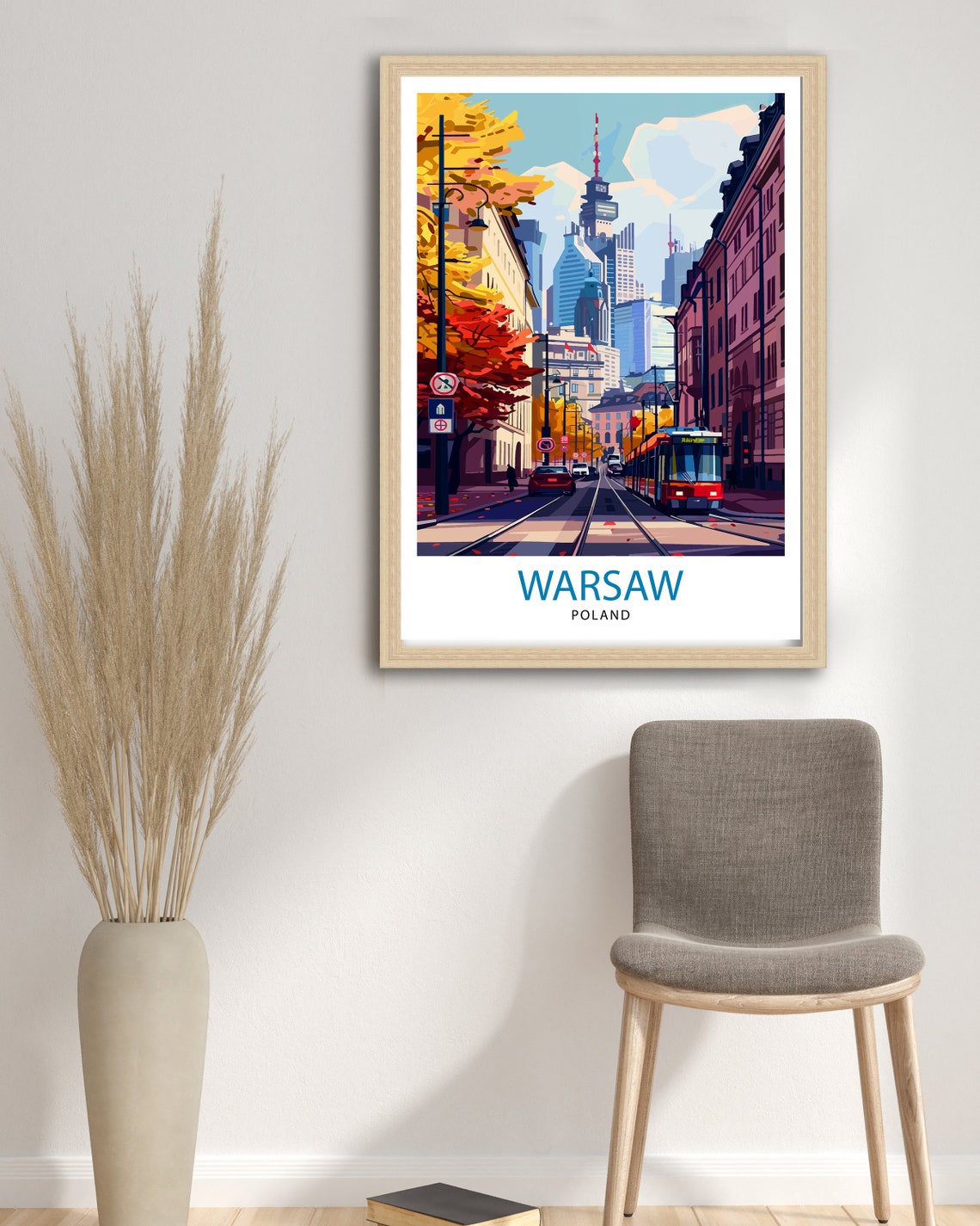 Warsaw Poland Travel Poster Historic City Art Vistula River View Print Polish Capital Wall Decor European Culture Illustration Architectural - Image 2