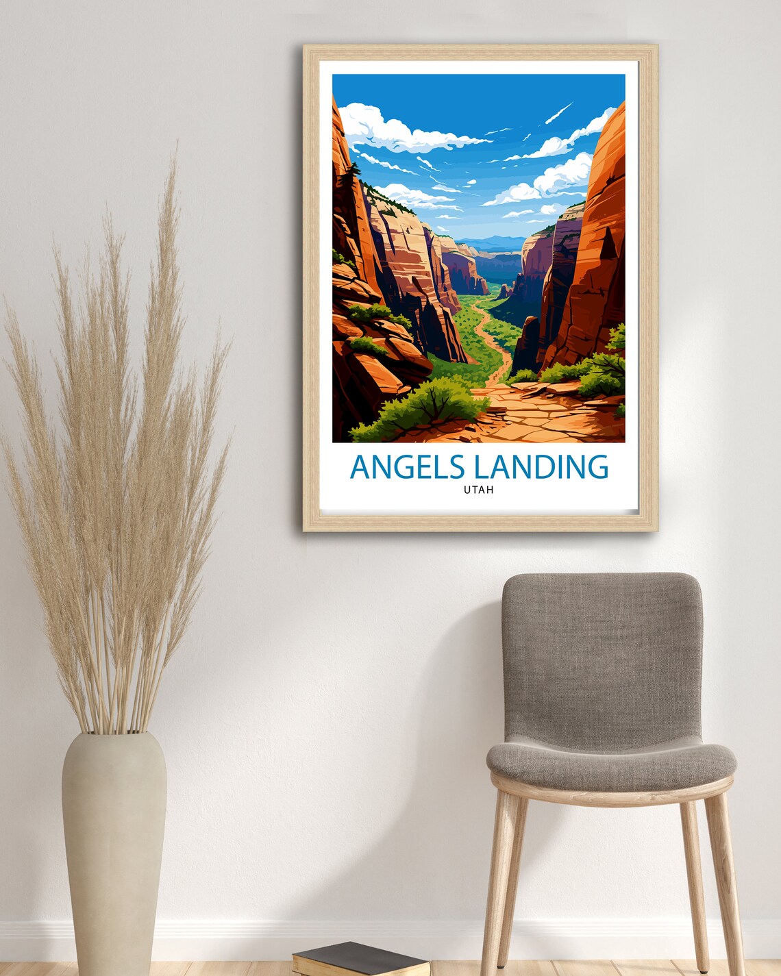 Angels Landing Utah Print Zion National Park Art Hiking Trail Poster Scenic Landscape Wall Decor Nature Adventure Illustration Southwest Usa - Image 2