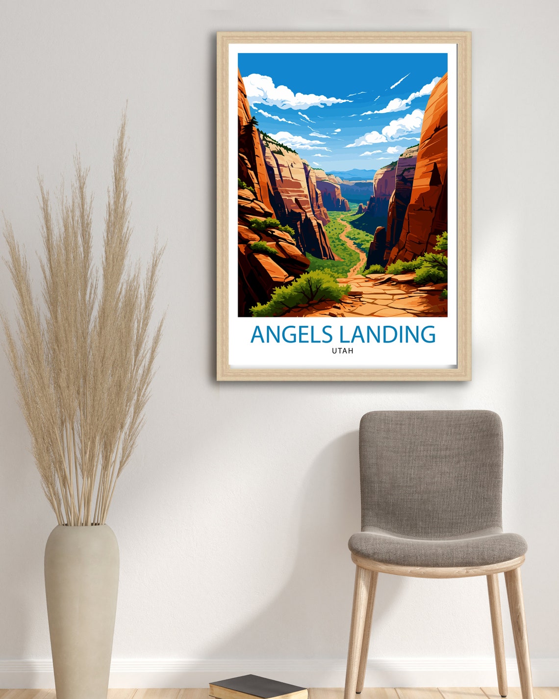 Angels Landing Utah Red Rock Canyon Zion Hiking Trail Poster - Image 2