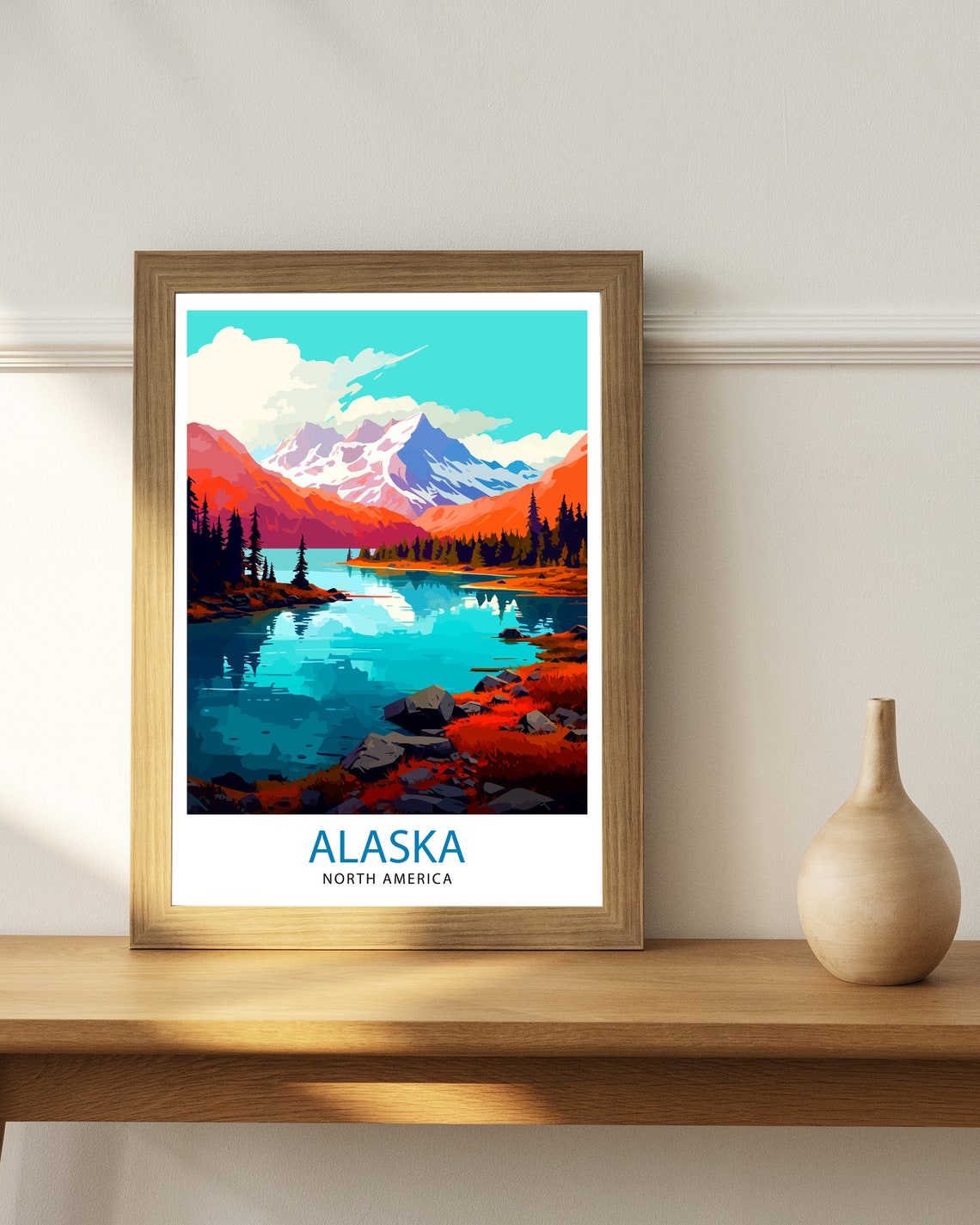 Alaska Travel Print Alaska Poster Alaska Travel Print Alaska Print Travel Poster Alaska Wall Art Alaska Art - Image 2