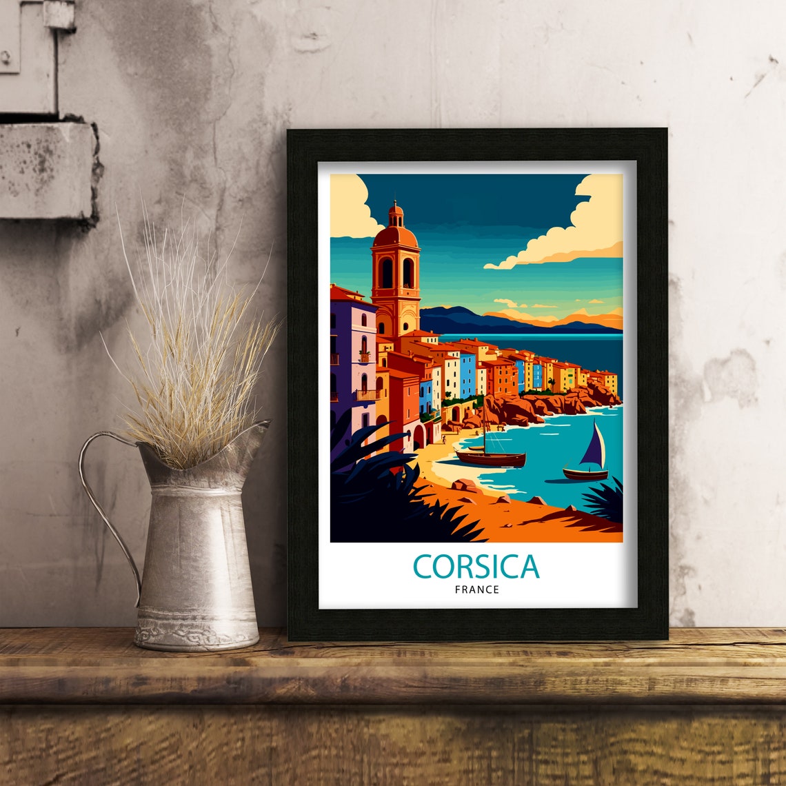 Corsica France Travel Print Corsica Wall Art Corsica Home Decor Corsica Illustration Travel Poster Corsica Gift France Home Decor - Image 3